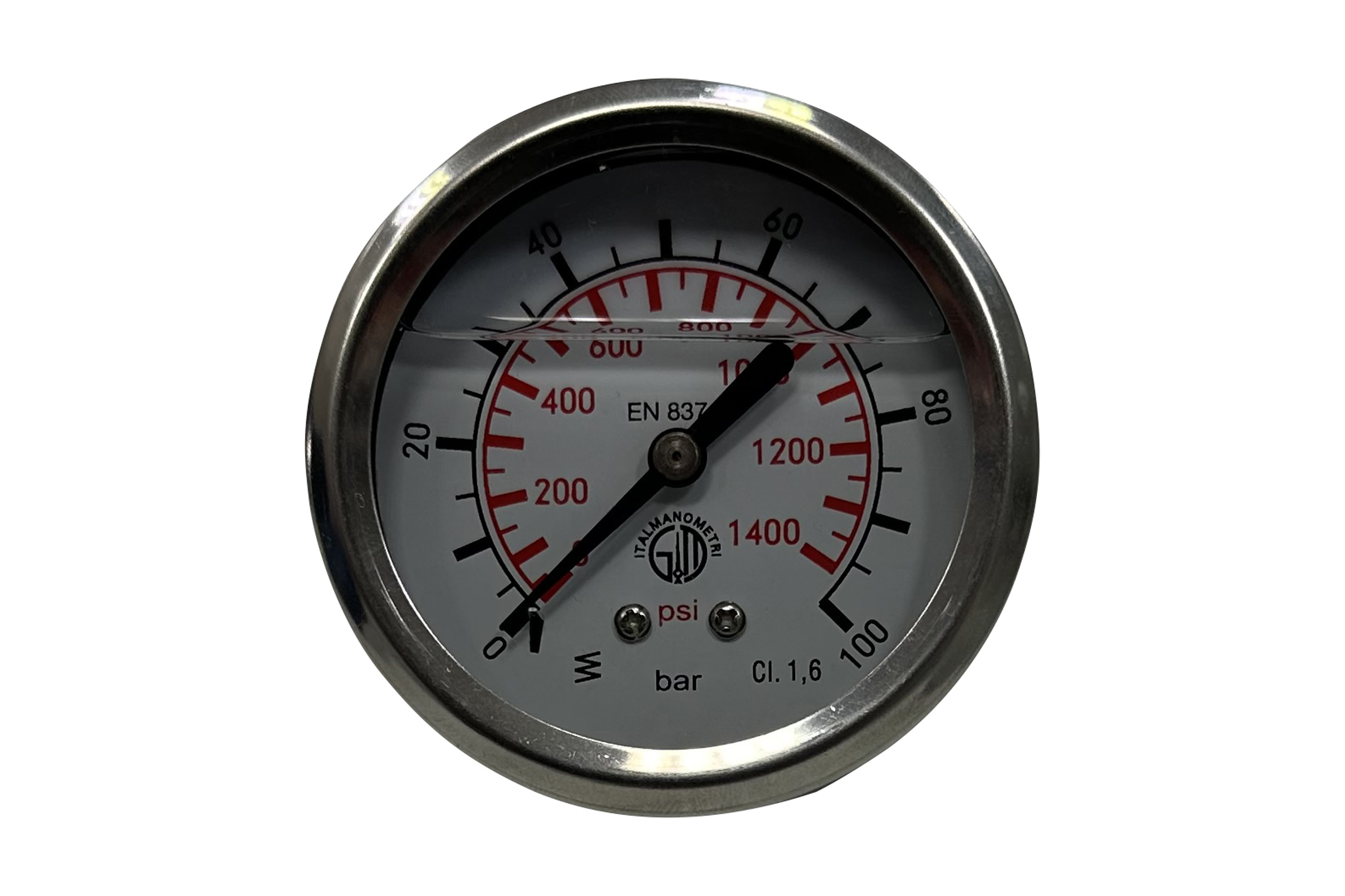 Glycerin-Manometer Ø63
-1-0bar, Anschluss 1/4'' hinten