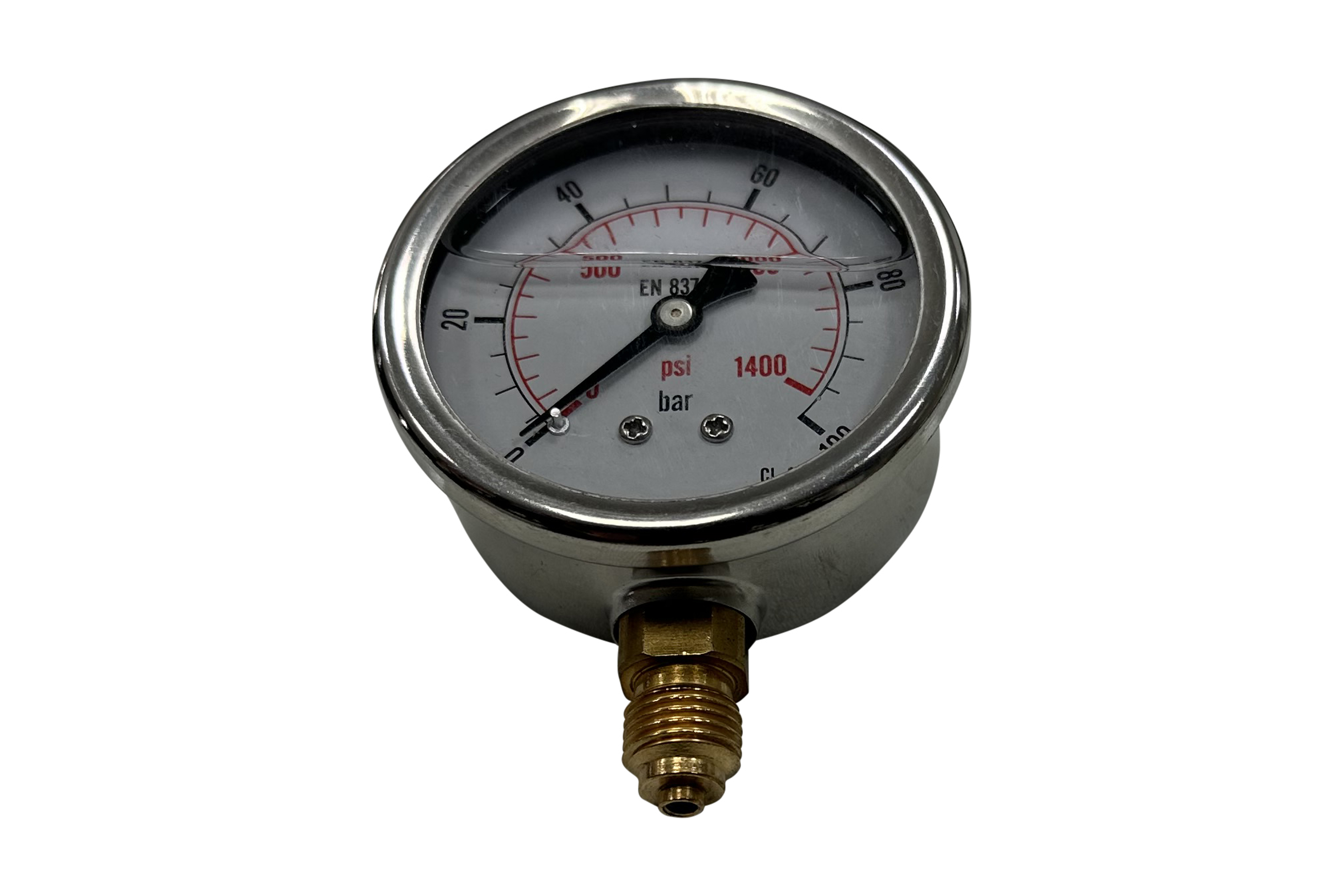 Glycerin-Manometer Ø63
0-1bar, Anschluss 1/4'' hinten